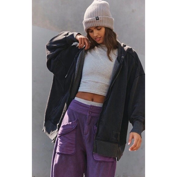 Free People FP Movement Sprint To The Finish Zip-Up Hoodie Jacket Top M 281920 - Picture 1 of 8
